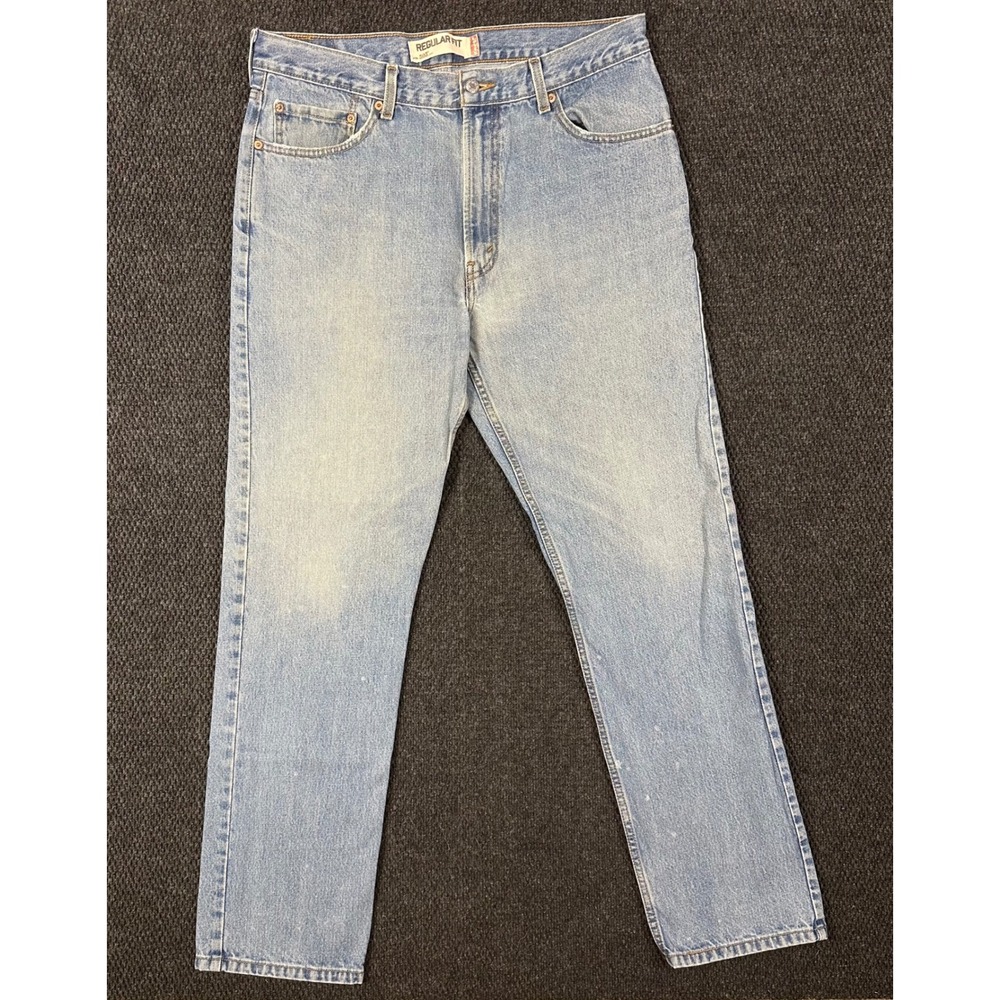 Y2K Levi's 505 Jeans Men 34x34 Regular Fit Light Wash Denim 2007 Paint Splatter